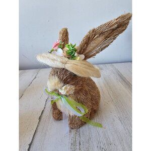 Vintage Pier sisal bottle brush Easter bunny rabbit spring decor hat flowers sta
